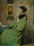 Thomas Dewing Portrait of a Lady Holding a Rose oil on canvas